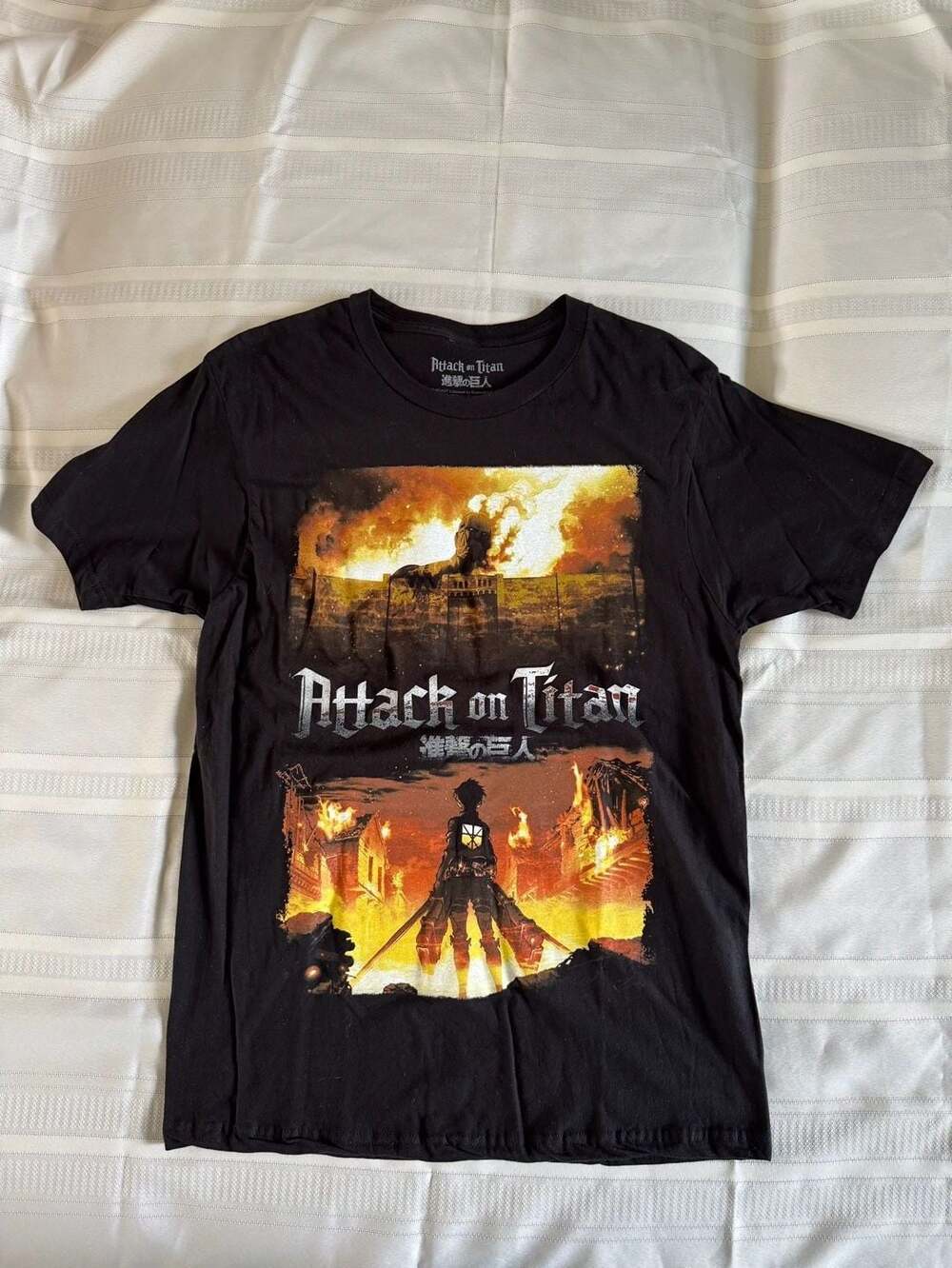 Ripple Junction Attack on Titan Survey Corps Burning City Graphic T-Shirt